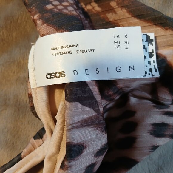 Asos Design Women's  Leopard M&M Rib High Leg Thong Size 4 - Picture 4 of 5